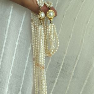 Pearl jewelry set necklace and bracelet